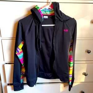 Multi colored/black fila fitness jacket small